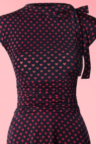 Retrolicious - 50s Bridget Heart Bombshell Dress in Navy and Red 5