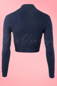 Collectif Clothing - Jean Knitted Bolero Années 50 en Bleu Marine  4