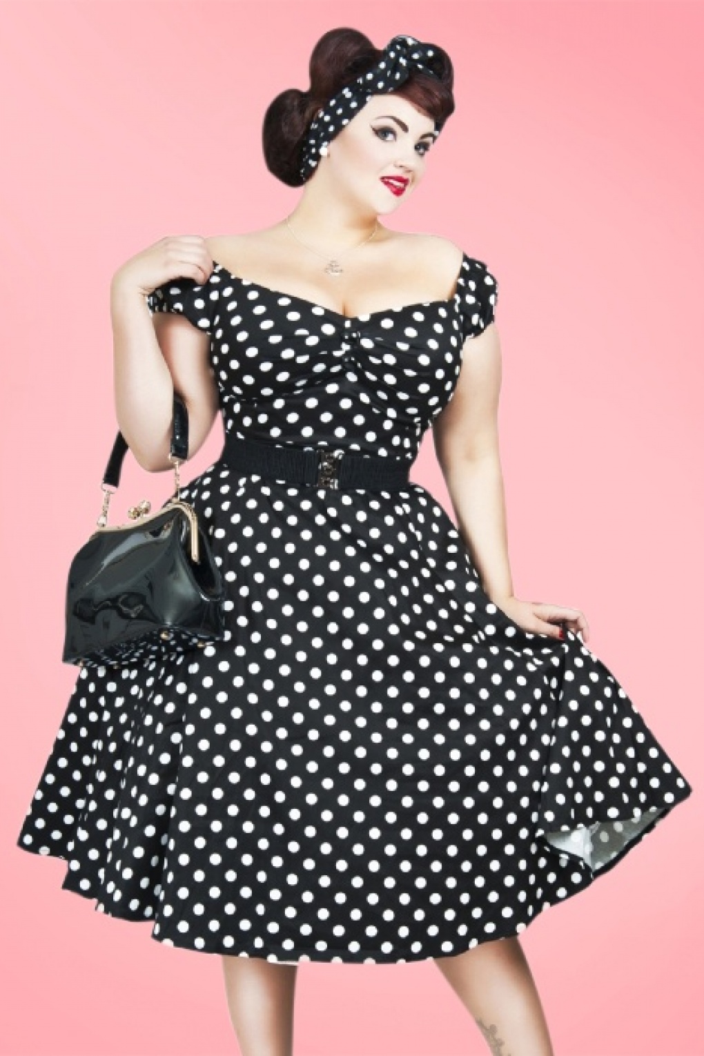 50s Dolores Doll dress Black White polka swing dress