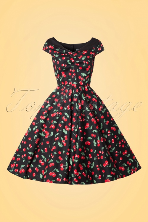 Bunny - 50s Cherry Pop Swing Dress in Black 3