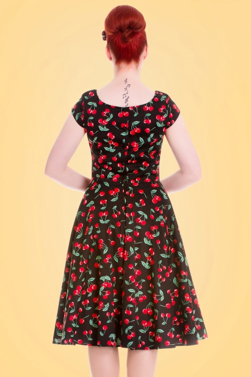 Bunny - Cherry Pop Swing Dress Années 50 en Noir 7