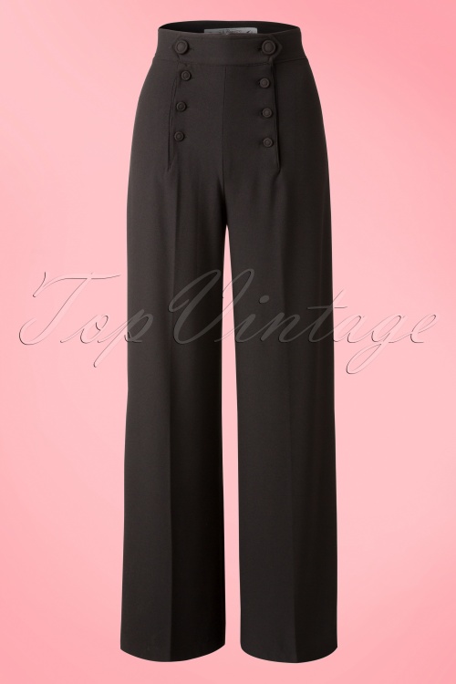 Bunny - 40s Nelly Bly Classy Trousers in Black