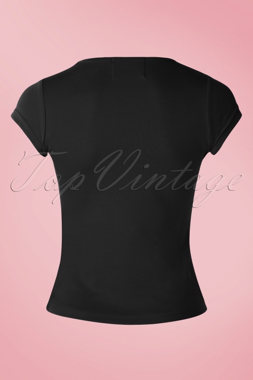 Collectif Clothing - Alice Plain T-Shirt Années 50 en Noir 3