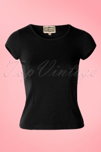 Collectif Clothing - Alice Plain T-Shirt Années 50 en Noir