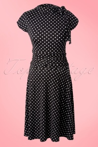 Retrolicious - Bridget bombshell-jurk met polkadots in zwart 2