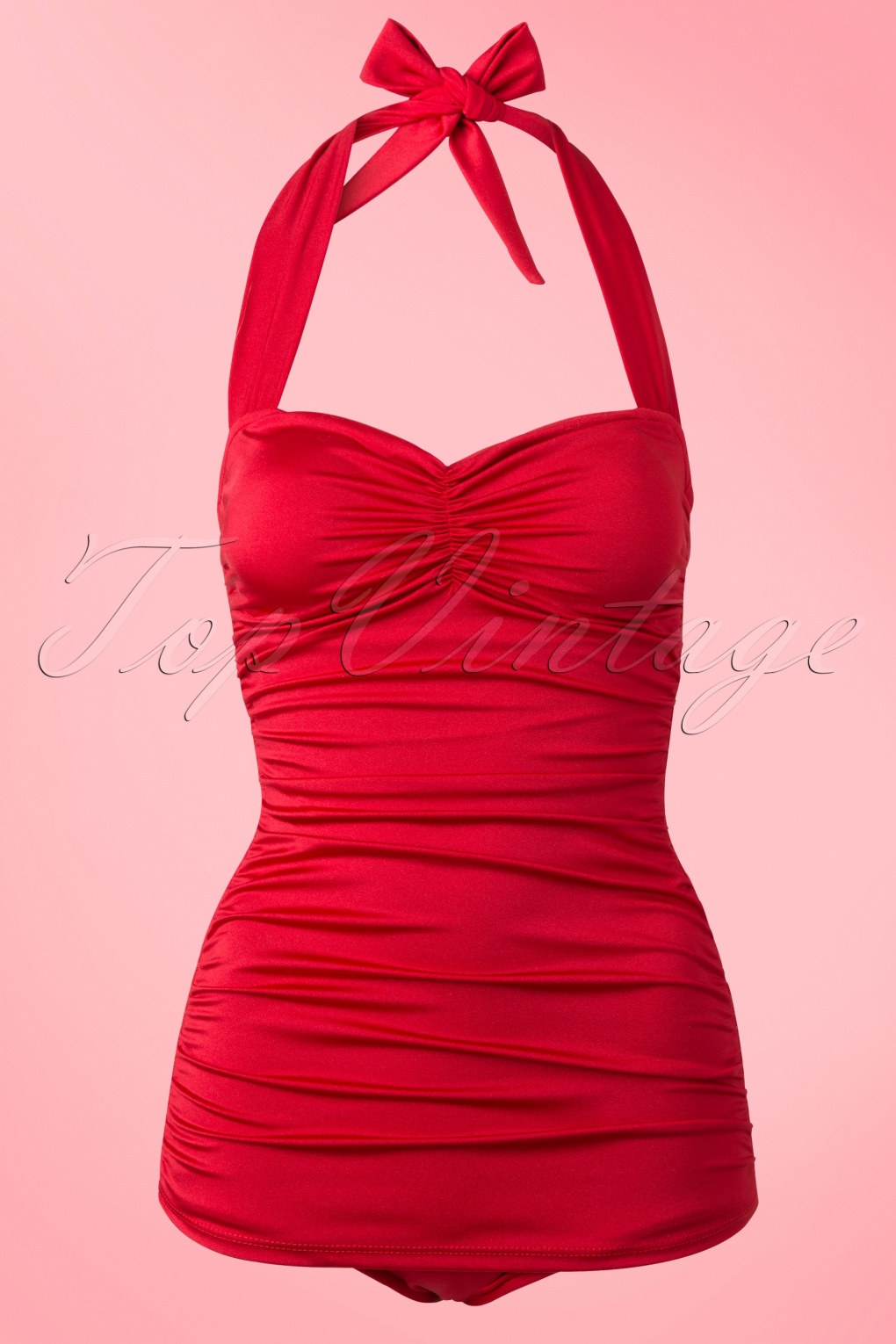 Classic Fifties One Piece Swimsuit In Red