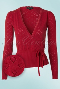 King Louie - 40s Wrap Heart Ajour Top in Red 2