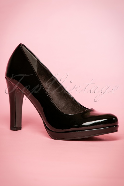 Tamaris - Katie Laquer Pumps Années 50 en Noir 3