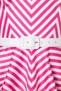 Vixen by Micheline Pitt - Dollface Swing-Kleid in rosa und weißen Streifen 4