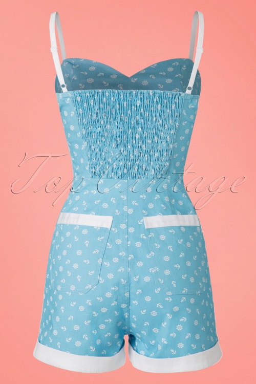 Collectif Clothing - 50s Ariel Nautical Playsuit in Blue 4