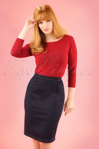 Collectif Clothing - Brianna Anzughose in Navy Cord
