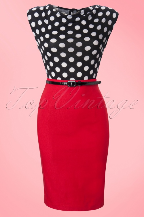 Steady Clothing - 60s Vixen Ramona Wiggle Dress red polka 2