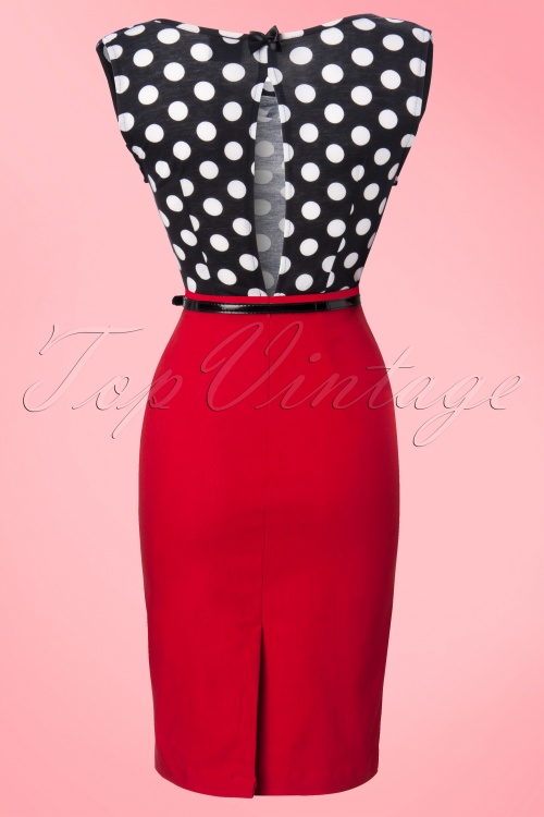 Steady Clothing - Vixen Ramona Wiggle Dress Années 60 en Rouge et à pois 4