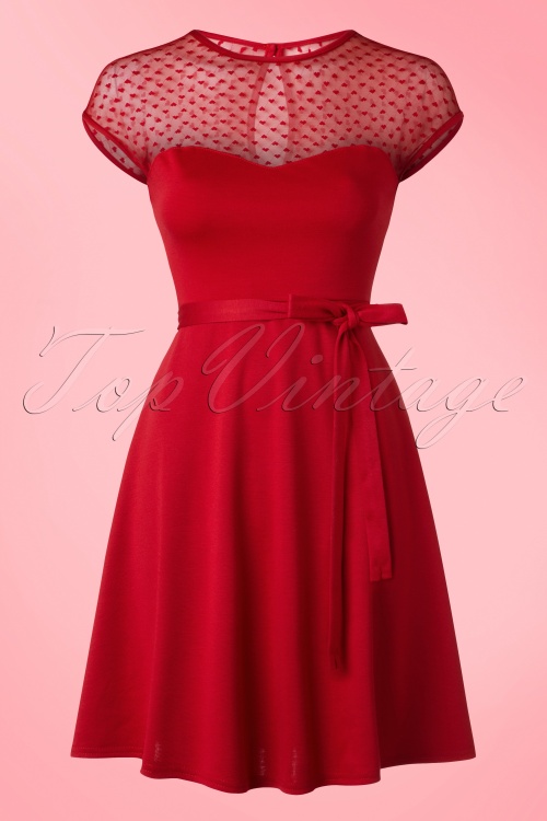 Steady Clothing - Madeline Hearts Only Swing Dress Années 50 en Rouge