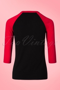 Vixen by Micheline Pitt - 50s Femme Fatale Baseball Shirt in Black and Red 6