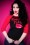 Vixen by Micheline Pitt - Exclusief TopVintage ~ Femme Fatale Baseballshirt in zwart en rood