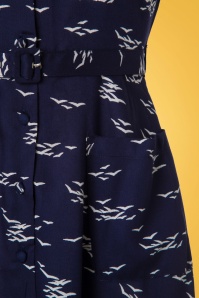 Fever - Padstow Birds Swing Dress Années 40 en Bleu Marine 4