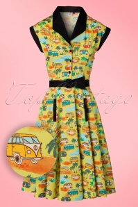 Banned Retro - 50s Starlight Swing Dress in Lime Green 2