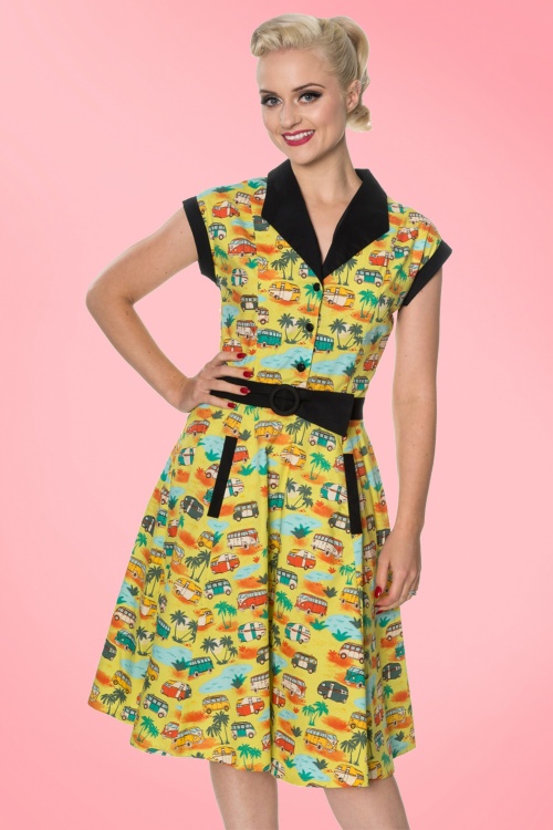 Banned Retro - 50s Starlight Swing Dress in Lime Green 6