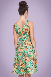 Vixen - Lizabeth Swing-Kleid mit Blumenmuster in Grün 7