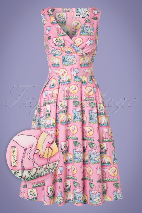 Bunny - 50s Maxine Flamingo Swing Dress in Pink 2