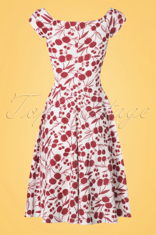 Vintage Chic for Topvintage - 50s Emma Cherry Swing Dress in White 3