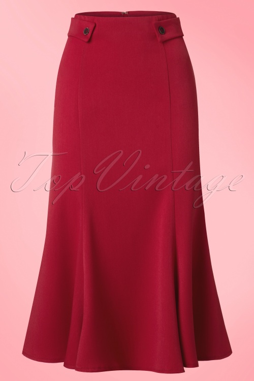 Banned Retro - 40s Personified Elegance Skirt in Red 2