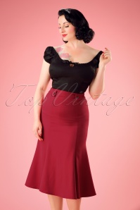 Banned Retro - 40s Personified Elegance Skirt in Red