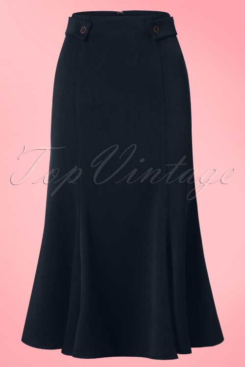 Banned Retro - 40s Personified Elegance Skirt in Navy 2
