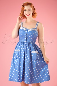 Vintage Chic for Topvintage - Harper Swing jurk in marineblauw
