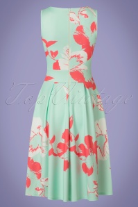 Vintage Chic for Topvintage - Veronica Floral Flare-jurk in mint en roze 4