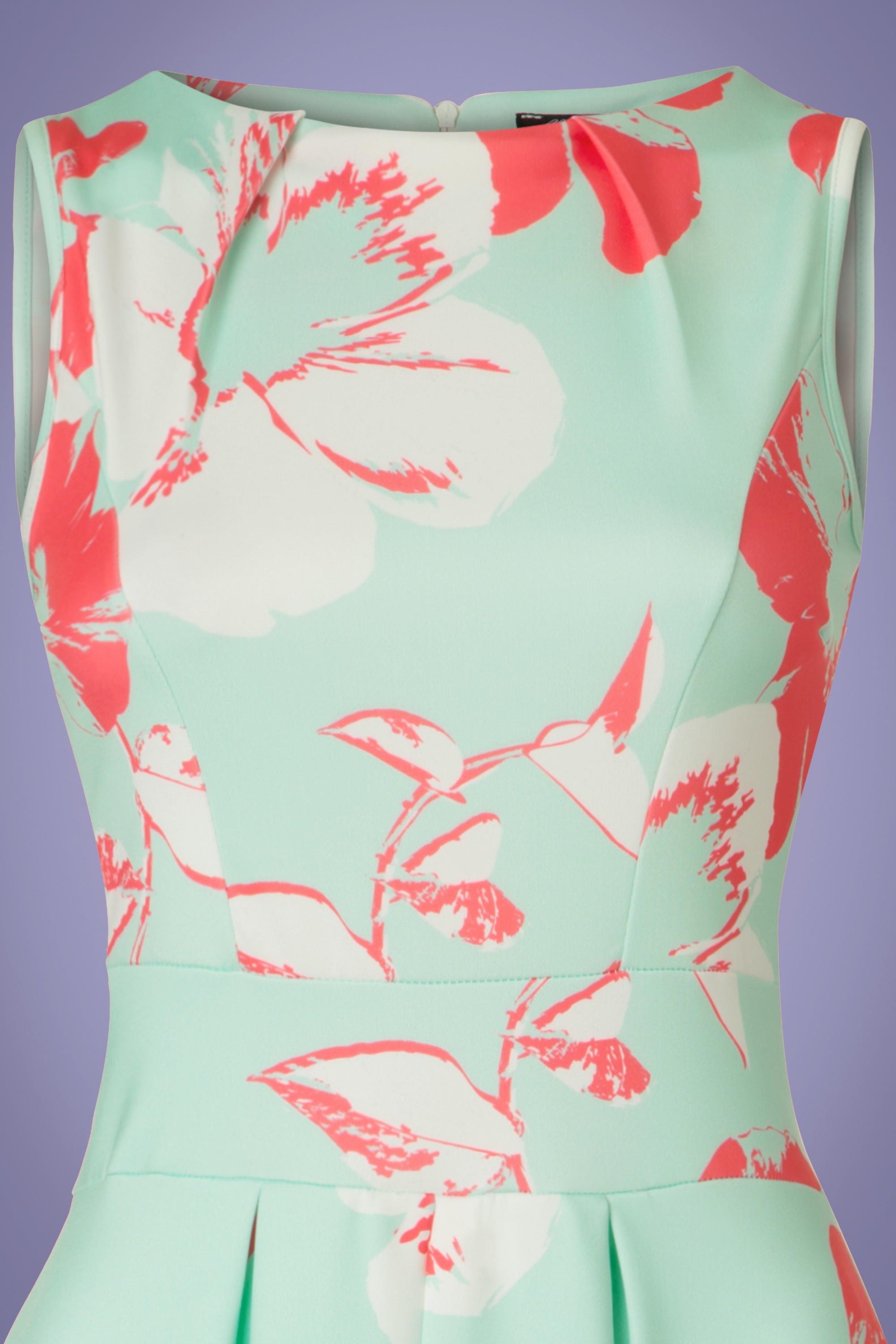 Vintage Chic for Topvintage - Veronica Floral Flare-jurk in mint en roze 3