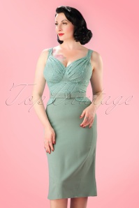 Miss Candyfloss - 50s Elvy Beads Pencil Dress in Mint