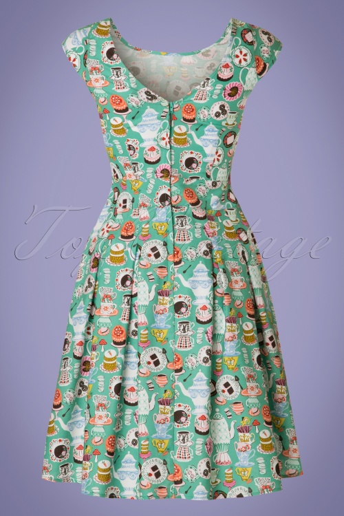 Retrolicious - 50s Mad Tea Party Dress in Green 7