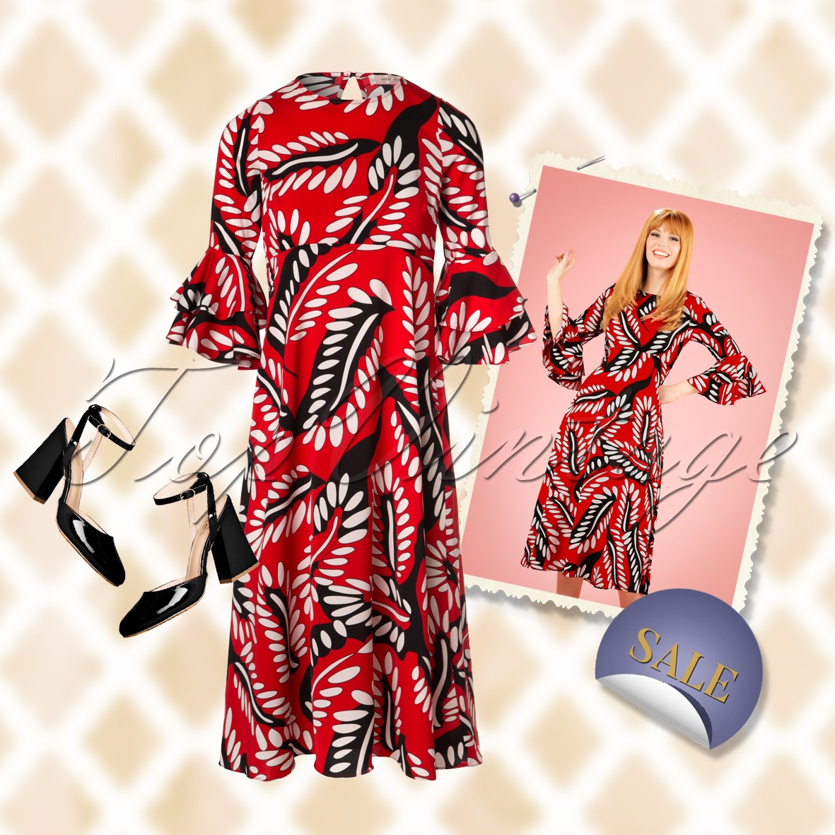 Traffic People - Luck Be A Lady midi-jurk in rood 7