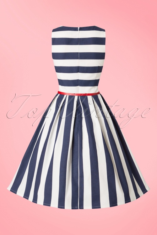Dolly and Dotty - 50s Annie Stripes Swing Dress in Navy and White 8