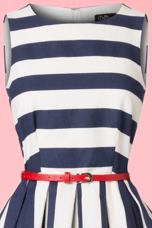 Dolly and Dotty - 50s Annie Stripes Swing Dress in Navy and White 4