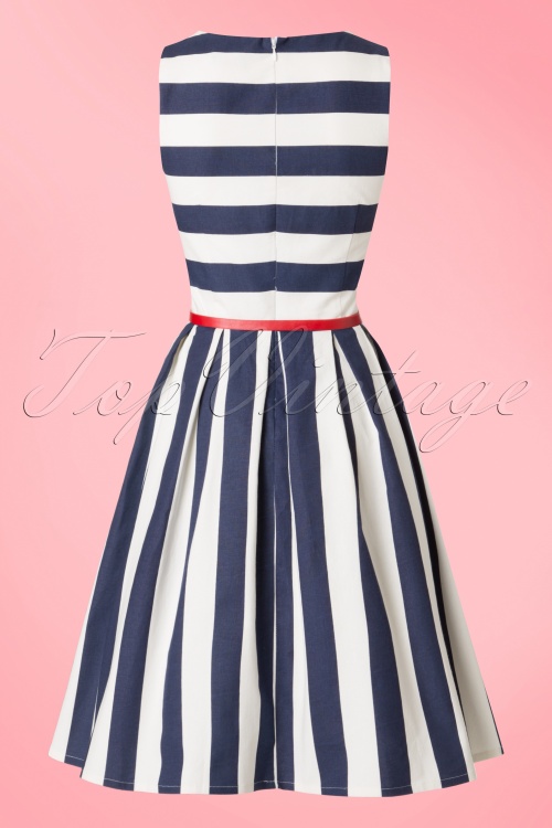 Dolly and Dotty - 50s Annie Stripes Swing Dress in Navy and White 7