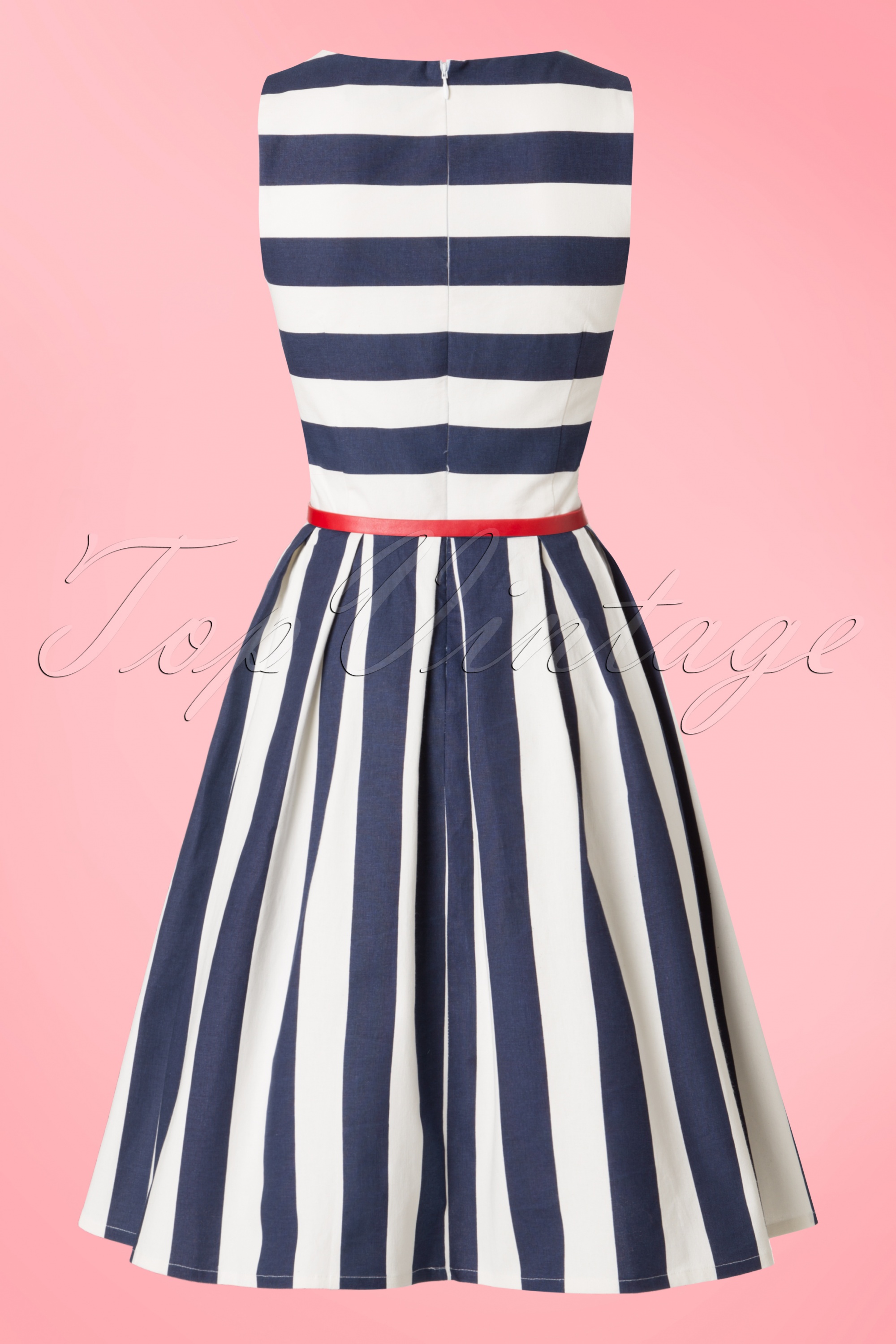 Dolly and Dotty - Annie Stripes swingjurk in marineblauw en wit 7