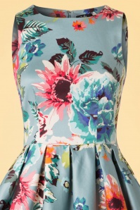 Dolly and Dotty - 50s Annie Floral Swing Dress in Blue 3