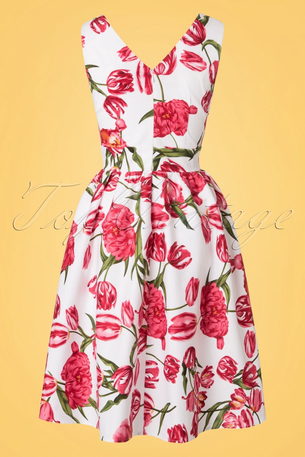 50s May Floral Swing Dress In White 5138