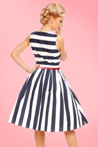 Dolly and Dotty - 50s Annie Stripes Swing Dress in Navy and White 6