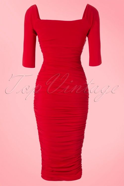 Pinup Couture - Monica Dress de Laura Byrnes Black Label Années 50 en Jersey Rouge Mat 10