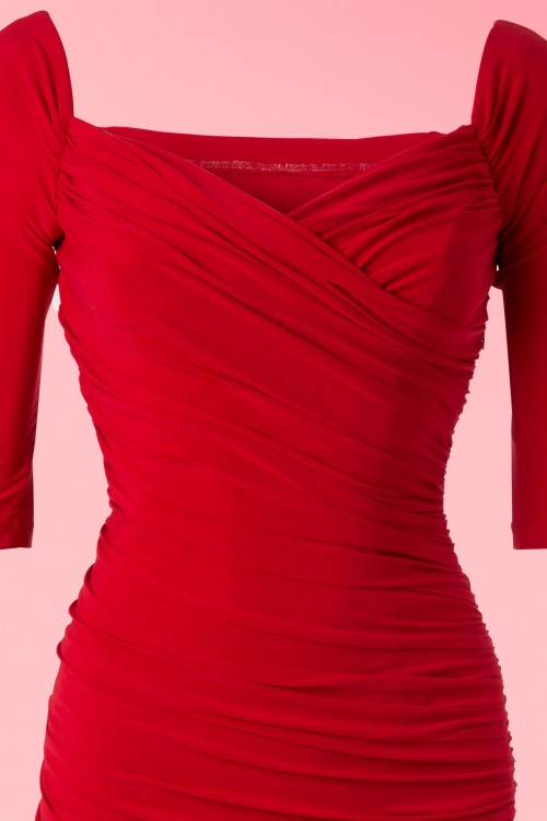 Pinup Couture - Monica Dress de Laura Byrnes Black Label Années 50 en Jersey Rouge Mat 11