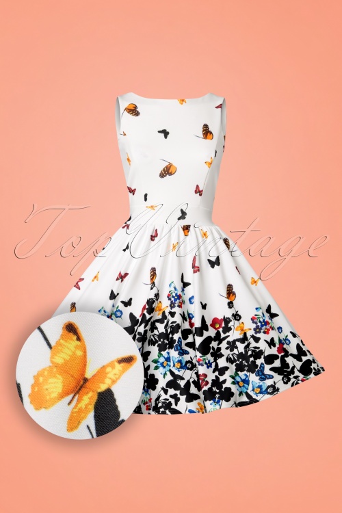 Lady V by Lady Vintage - Tea Butterfly Swing-Kleid in Elfenbein 3