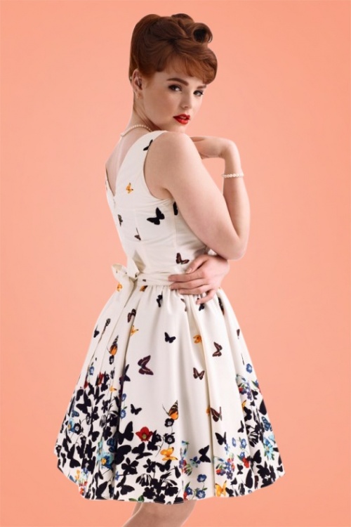 Lady V by Lady Vintage - Tea Butterfly Swing-Kleid in Elfenbein 2