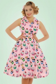 Lindy Bop - Matilda Cupcakes Swing-Kleid in Pink 2