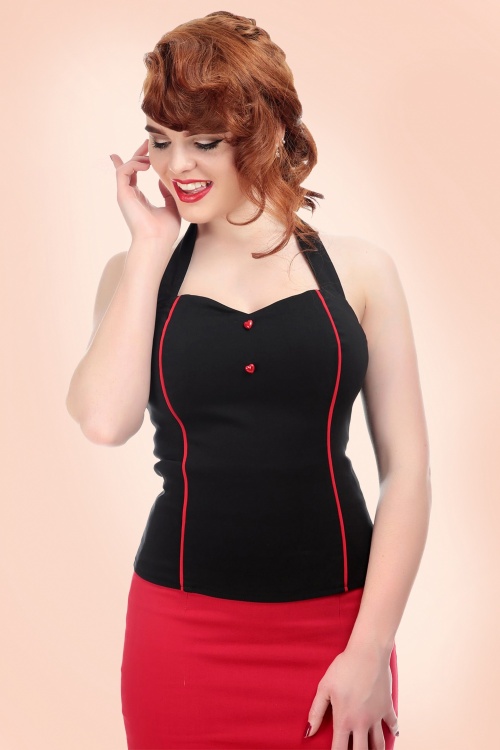 Collectif Clothing - 50s Roxanne Sweetheart Halter Top in Black