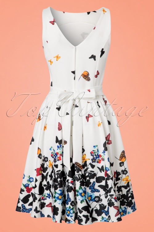 Lady V by Lady Vintage - 50s Tea Butterfly Swing Dress in Ivory 5
