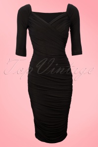Pinup Couture - Monica Dress de Laura Byrnes Black Label Années 50 en Jersey Noir Mat 11